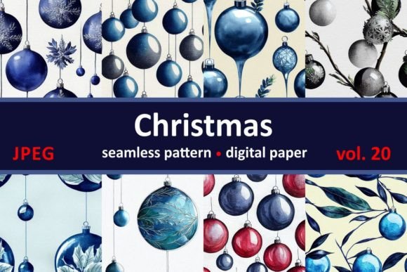 Blue Christmas Decorations. Seamless for Brand Illustrations