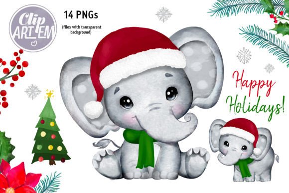 Christmas Boy Elephant 14 PNG Clip Art