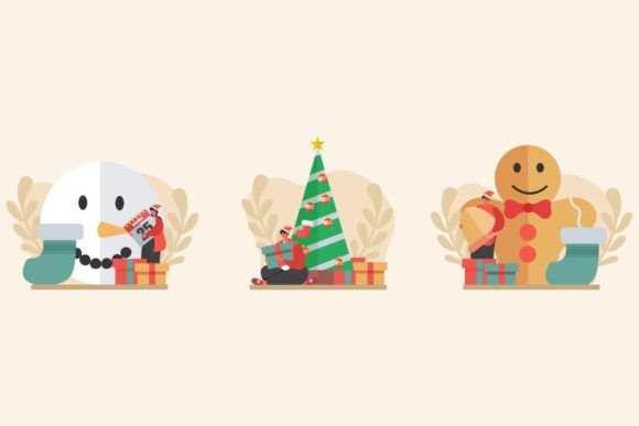 Christmas Day All Happy Flat Design Illustrations Review