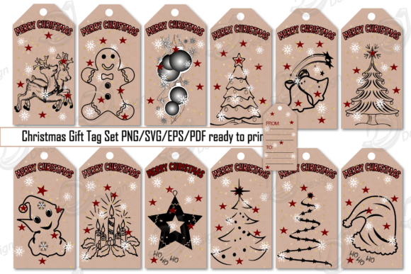 Christmas Gift Tags Set: Premium Illustrations for Local Brands