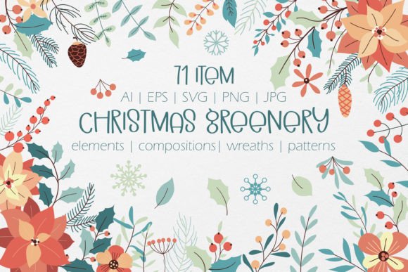 Christmas Greenery Vector Drawings for Brand Illustrations