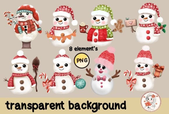 Christmas Snowman Clipart ,snowman for Seasonal Illustrations