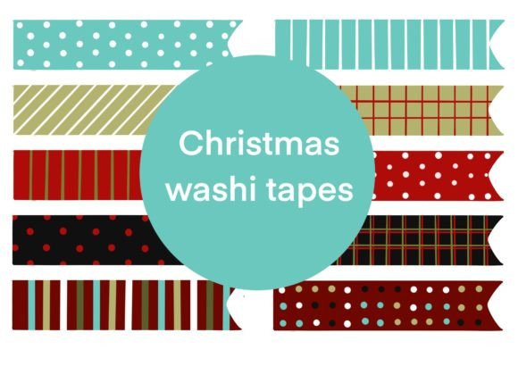 Christmas Washi Tapes Printable PNG: Festive Illustrations for Crafters