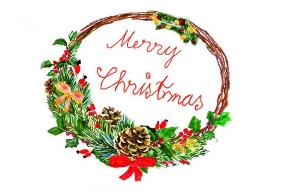 Christmas Wreath Png,Sublimation Graphic for Seasonal Illustrations