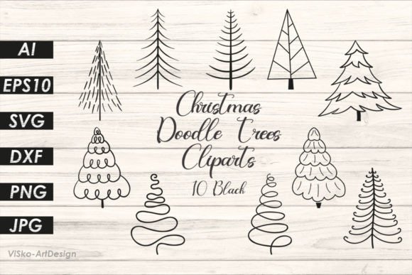 Doodle Christmas Tree SVG Cliparts for Festive Illustrations