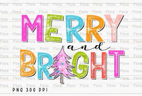 Merry and Bright Christmas Tree PNG in Modern Illustrations