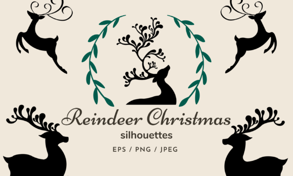 Reindeer Christmas Silhouettes for Creative Illustrations