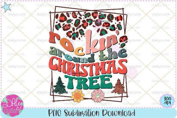 Retro Christmas Groovy Leopard PNG for Illustrations