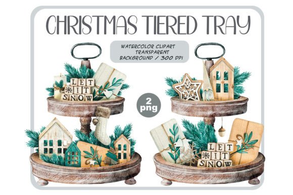 Scandinavian Christmas Tiered Tray Png for Creative Illustrations