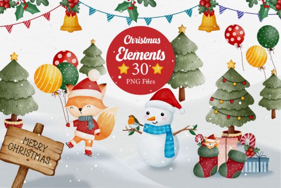 Watercolor Christmas Elements Bundle: A Review of Seasonal Illustrations