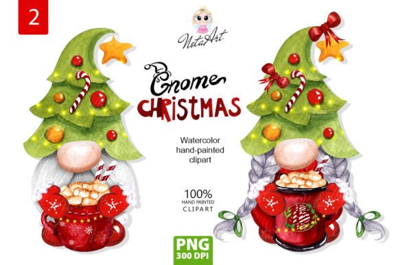 Watercolor Christmas Gnomes Tree: Seasonal Illustrations for Bloggers