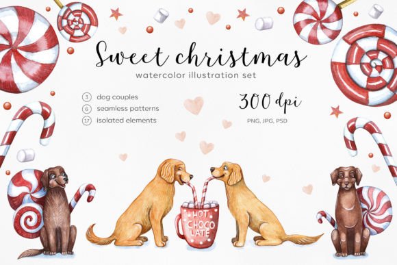 Watercolor Sweet Christmas Illustrations Review