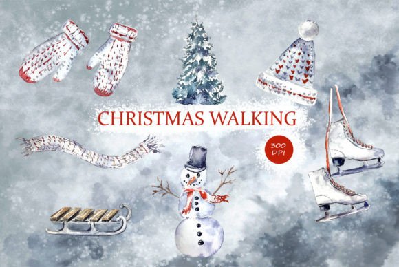 Winter Christmas Walking Clothes Clipart Review
